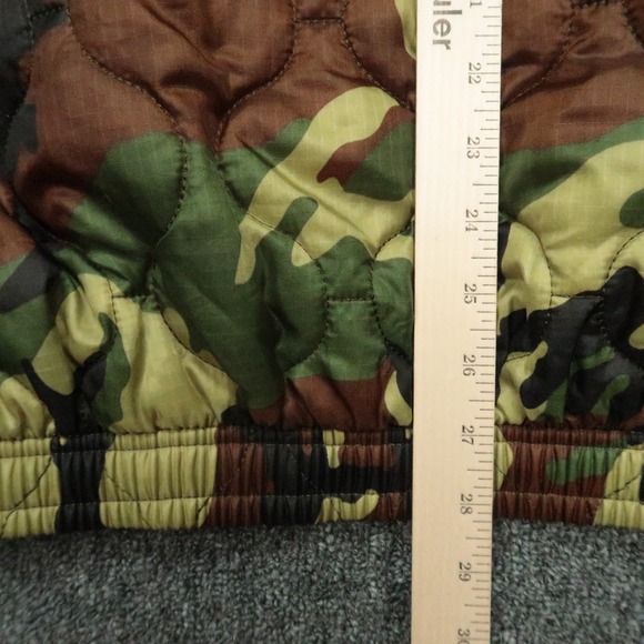 Zero Foxtrot Jacket Mens XXL Green Brown Woodland Camo Pullover Pockets Quilted - Picture 7 of 8